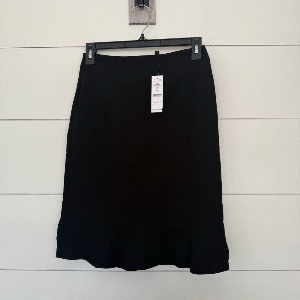 White House Black Market Women’s 0 Black Flounce Pencil Skirt New